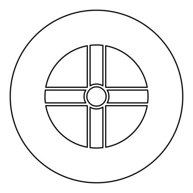 Güneşin çapraz Güneş kültü Güneydoğu törensel kompleks sembol sembolü yuvarlak siyah renk vektör çizim çizim çizgisi ince çizgi biçimi
