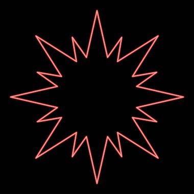 Neon yıldızı Beytüllahim Noel kırmızı renk vektör illüstrasyon resmi düz stil ışık