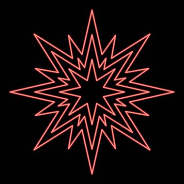 Neon yıldızı Beytüllahim Noel kırmızı renk vektör illüstrasyon resmi düz stil ışık