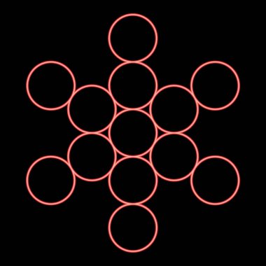 Yaşam sembolünün neon meyvesi Kutsal geometri kırmızı renk vektör illüstrasyon resmi düz ışık