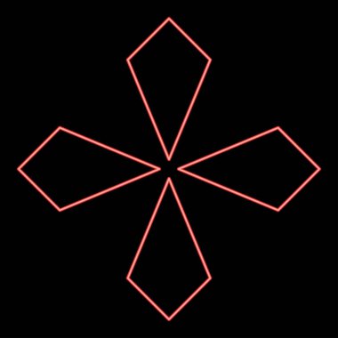 Neon yıldızı eşkenar dörtgen kestane rengi kutsal geometri sembolü süslemesi kırmızı renk vektör çizimi düz ışık şekli