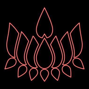 Naman sembolü taşıyan neon ayyavazhi lotus kırmızı renk vektör illüstrasyon düz resim tarzı ışık