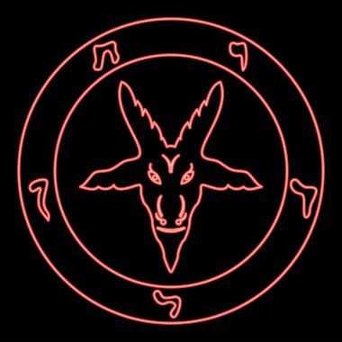 Baphomet 'in Lavaeus Mührü' nün Satanizm sembolü kırmızı renk vektör illüstrasyon düz resim düz ışık