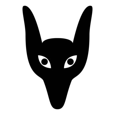 Baş çakal simgesi siyah renk vektör illüstrasyon resmi düz biçimi