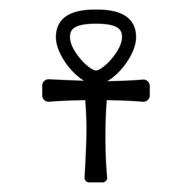 Ankh Coptic Antik Mısır dini simgesi siyah renk vektör resimleme düz stili