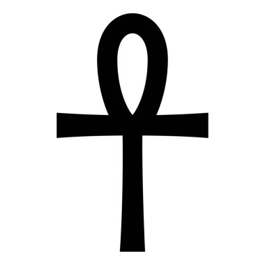 Ankh Ankh Antik Mısır dini simgesi siyah renk vektörü resimleme düz stili