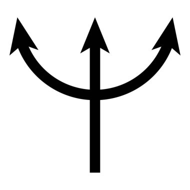 Trident Neptün simgesi siyah renk çizimi düz resim biçimi basit