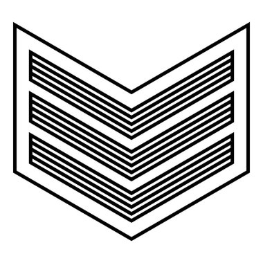 Ordu sembolü rütbe işareti astsubay simgesi simgesi simge siyah renk vektör illüstrasyon basit düz şekil