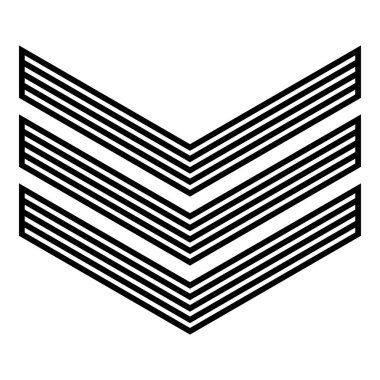 Ordu sembolü rütbe işareti astsubay simgesi simgesi simge siyah renk vektör illüstrasyon basit düz şekil