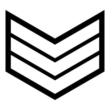 Ordu sembolü rütbe işareti astsubay simgesi simgesi simge siyah renk vektör illüstrasyon basit düz şekil