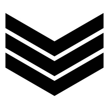 Ordu sembolü rütbe işareti astsubay simgesi simgesi simge siyah renk vektör illüstrasyon basit düz şekil