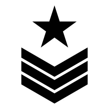 Ordu sembolü rütbe işareti astsubay simgesi simgesi simge siyah renk vektör illüstrasyon basit düz şekil