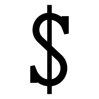 Dolar sembolü işaret para birimi simgesi siyah renk çizimi resmi düz biçimi