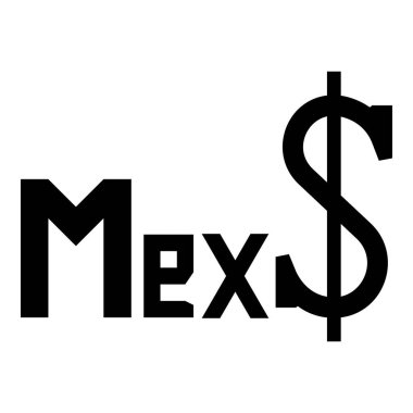 Meksika pezosu? Ürkünç MXN Meksika pezosu dolar para ikonu siyah renk vektör illüstrasyon basit düz resim
