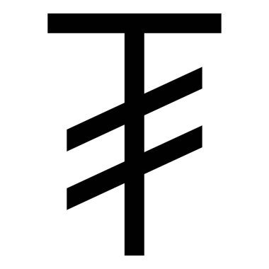 Tugrik sembolü para birimi Moğol para simgesi siyah renk vektör illüstrasyon basit düz resim biçimi