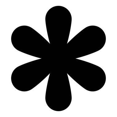 Asterisk işaret simgesi simgesi siyah renk illüstrasyon resmi düz biçimi