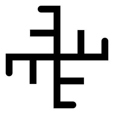 İlahi çapraz sembol işareti Slav putperest simgesi siyah renk vektör illüstrasyon düz resim basit