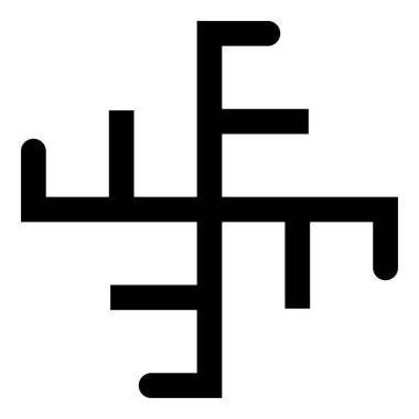 Güneş arması simgesi işareti Slav putperest simgesi siyah renk vektör illüstrasyon düz resim biçimi