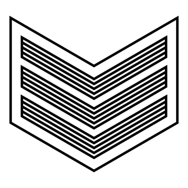 Ordu sembolü rütbe işareti astsubay simgesi simgesi simge siyah renk vektör illüstrasyon basit düz şekil