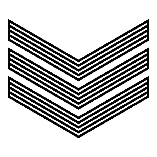 Ordu sembolü rütbe işareti astsubay simgesi simgesi simge siyah renk vektör illüstrasyon basit düz şekil