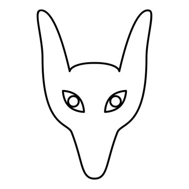 Baş çakal dış hat çizgisi simgesi siyah renk çizim resmi ince düz düz biçim
