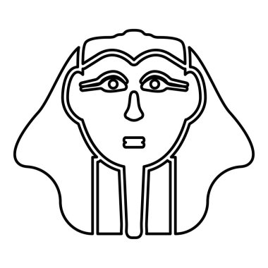 Firavun polis şefi Faro maskesi dış hat ikonu siyah renk vektör illüstrasyon görüntüsü ince düz stil