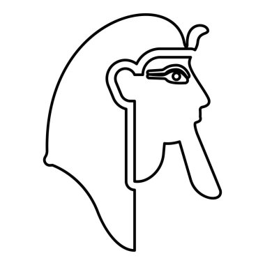 Firavun polis şefi Faro maskesi dış hat ikonu siyah renk vektör illüstrasyon görüntüsü ince düz stil