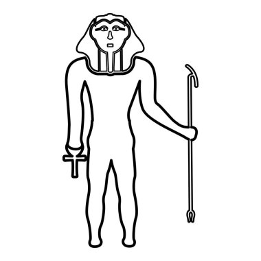 Firavun Mısır Tutankamon Kralı Tut ana hat ikonu siyah renk vektör illüstrasyon görüntüsü ince düz stil