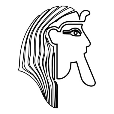 Firavun polis şefi Faro maskesi dış hat ikonu siyah renk vektör illüstrasyon görüntüsü ince düz stil