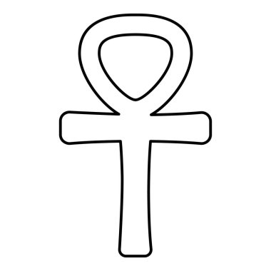 Ankh Coptic Antik Mısır dini sembolü dış hat simgesi siyah renk vektör illüstrasyon görüntüsü ince düz düz