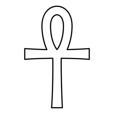 Coptic cross Ankh Ankh Antik Mısır dini sembolü dış hat çizgisi simgesi siyah renk vektör illüstrasyon resmi ince düz düz biçim