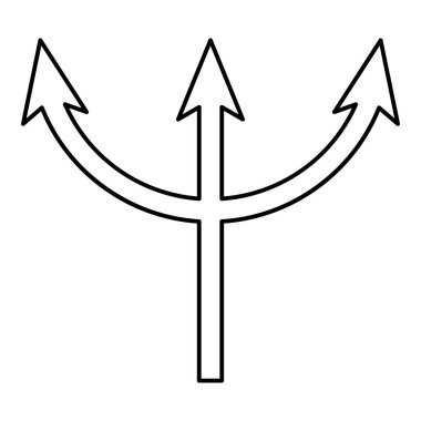 Trident Neptün dış hat çizgisi simgesi siyah renk vektör illüstrasyon resmi ince düz biçim