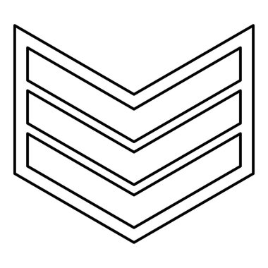 Ordu sembolü rütbe işareti. Astsubay işareti. Dış hat simgesi. Siyah renk vektör çizimi.