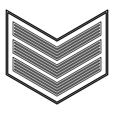 Ordu sembolü rütbe işareti. Astsubay işareti. Dış hat simgesi. Siyah renk vektör çizimi.