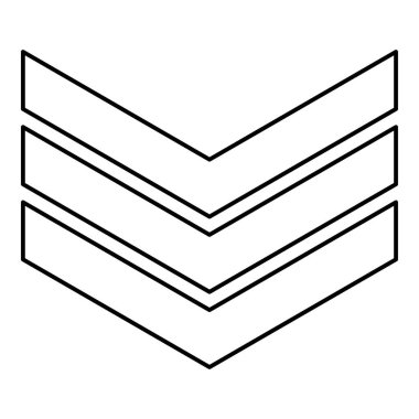 Ordu sembolü rütbe işareti. Astsubay işareti. Dış hat simgesi. Siyah renk vektör çizimi.