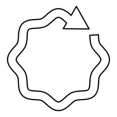 Çemberin çevresindeki dalgalı ok çizgi simgesi siyah renk vektör illüstrasyon görüntüsü ince düz düz biçim