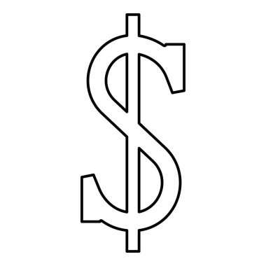 Dolar sembolü işaret işareti sınır çizgisi simgesi siyah renk vektör illüstrasyon resmi ince düz düz biçim