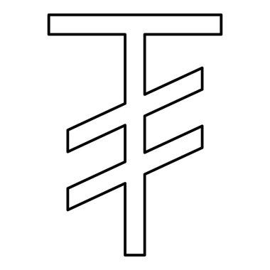 Tugrik sembolü işaret para birimi Moğol parası dış hat simgesi siyah renk vektör illüstrasyon resmi ince düz düz biçim