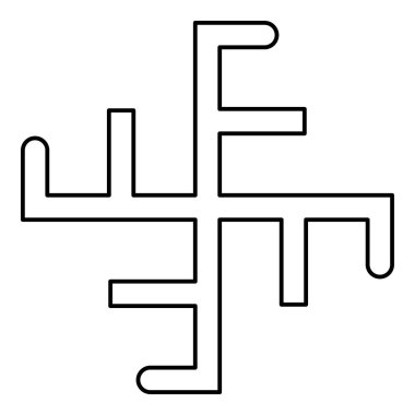 Güneş arması sembolü işareti Slav putperest hat dış hat simgesi siyah renk vektör illüstrasyon görüntüsü ince düz düz biçim