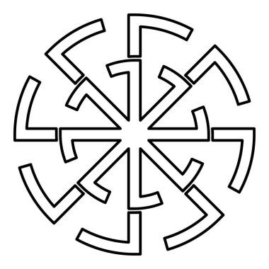 Svitovit sembolü işareti Slav putperest hatları dış hat simgesi siyah renk vektör illüstrasyon resmi ince düz düz biçim