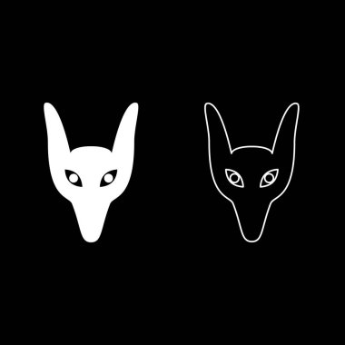 Baş çakal simge beyaz renk vektör resimleme basit katı dolgu dış hatları ince düz biçimli
