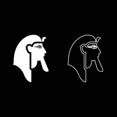 Firavun polis şefi Faro maskesi simge beyaz renk vektör illüstrasyon resmi basit düz çizgi dış hat ince düz