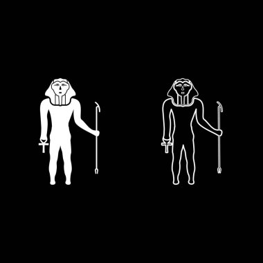 Firavun Mısır Tutankamon Kralı Tut simge beyaz renk vektör illüstrasyon görüntüsünü basit düz çizgi dış hatları ince düz