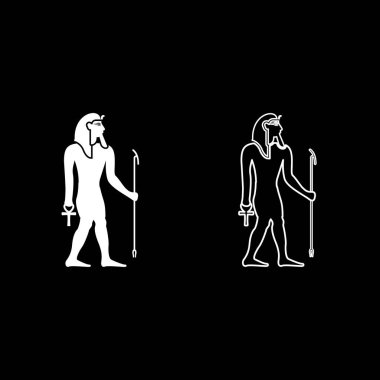 Firavun Mısır Tutankamon Kralı Tut simge beyaz renk vektör illüstrasyon görüntüsünü basit düz çizgi dış hatları ince düz