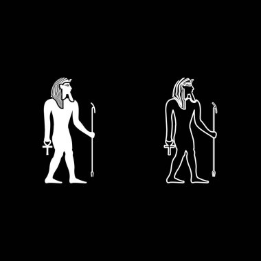 Mısır Firavunu Tutankamon King Tut simge beyaz renk vektör illüstrasyon görüntüsünü basit düz çizgi dış hatları ince düz