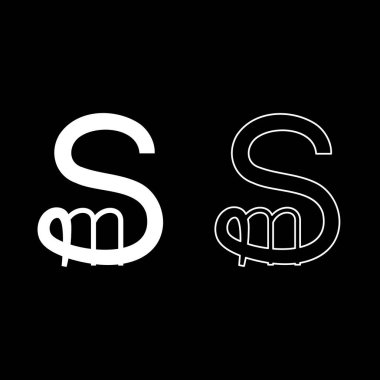 Spesmilo işaret para sembolü para simgesi simgesi simgesi beyaz renk vektör illüstrasyon resmi basit düz çizgi dış hatları ince düz