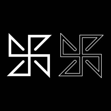 Yarovrat sembolü işareti Slav putperest simgesi beyaz renk vektör illüstrasyon resmi basit düz çizgi dış hatları ince düz