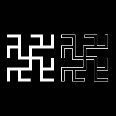 Odolen çim sembolü işareti Slav putperest set simgesi beyaz renk vektör illüstrasyon resmi düz çizgi dış hatları ince düz