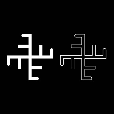 İlahi haç sembolü işareti Slav putperest simgesi beyaz renk vektör illüstrasyon resmi düz çizgi dış hatları ince düz