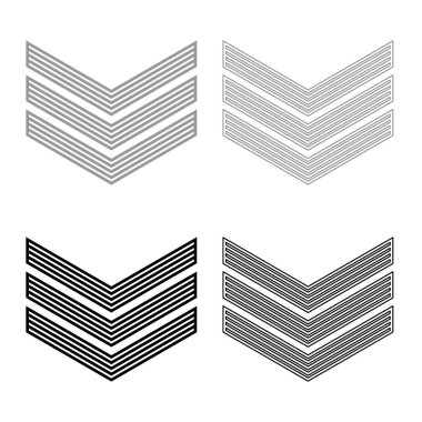 Ordu sembolü rütbe işareti astsubay simgesi simgesi simgesi simgesi simge gri siyah renk vektör illüstrasyon resmi düz çizgi çizgi ince düz çizgi çizgisi